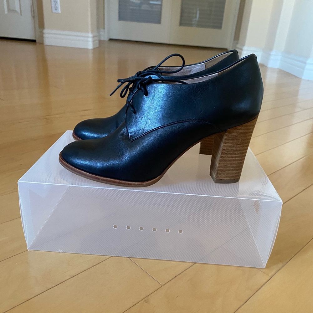 Madewell Bette Leather Black Lace Up Heeled Booties
